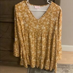 Floral Mustard babydoll dress